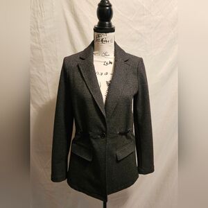 White House Black Market Jacket/Blazer, Size XS, Charcoal Gray Herringbone
